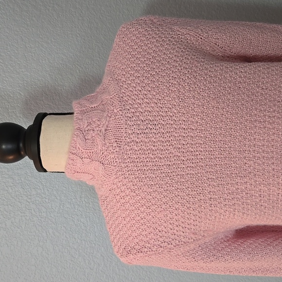 LAUREN RALPH LAUREN Pink Mock Neck Cable Knit Pattern Sweater Sz XL cottagecore - Picture 10 of 12